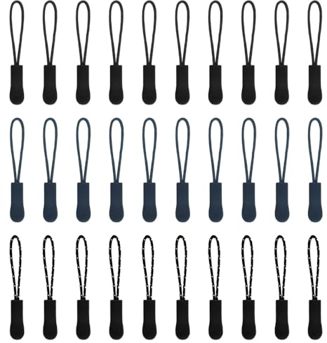 TRKETK 30 Pièces Etiquette de Fermeture à Glissière, Tirette de Remplacement Fermeture Eclair Cordon Extension de Fermeture à Glissière Poignée de Fermeture à Glissière pour Sacs à Dos de Vêtements