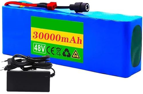 48V 30AH E-Bike Lithium Ion Battery, 48V 30Ah 13S3P Electric Scooter Lithium Ion Battery,with Charger, for 200W 350W 500W 750W 1000w E-Bike Electric Bicycle Scooter 48V 30Ah