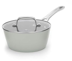 Laura Ashley 18 cm Non Stick Saucepan with Lid - BPA, PFOA-Free Forged Aluminium Cooking Pan 1.9L - Easy to Wash & Oven Safe with 10-Years Guarantee - Multi Hob, Induction Compatible - Sage Leaf