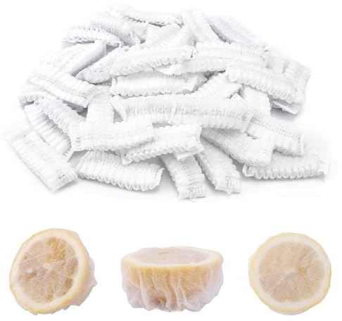100pcs Lemon Stretch Wraps, Reusable Lemon Fresh Squeezer Bags Lemon Juice Net for Seed Free Squeezing, Lemon Mesh Covers for Lemon Halves or Wedges (White)