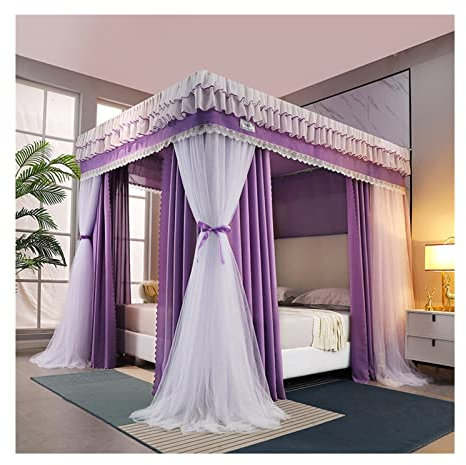 MRKU Copriletto, zanzariera, baldacchino per Letto, zanzariera per Letto da 2 m, baldacchino con Supporto a 4 Pali, Facile da installare