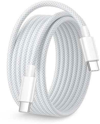 NWNK13 100W USB C to USB C Cable 1.5M, Type C Galaxy Z flip 7/Z fold 7/FE 7/Z flip 6/Z fold 6/Z flip 5/Z fold 5/Z flip 4/Z fold 4/A25/A26/A36/A56/A15 Fast Charging Cable For Samsung A17 (White)