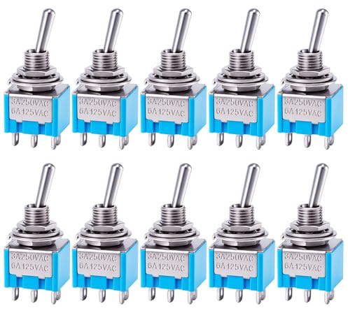 Gebildet 10 Piezas Mini Enclavamiento Palanca Interruptor 6 Pines 2 Posiciones DPDT ON-ON Interruptor Palanca Miniatura CA 6A/125V para Coche Barco Industria