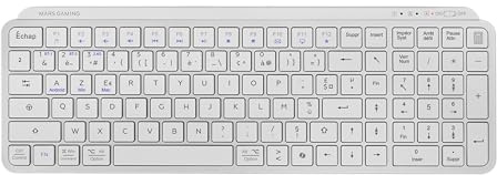 Mars Gaming MK-SILENKEYS, Französisch, Kabellose Kompakte Full-Format-Tastatur, Flaches Profil, Geräuscharme Scheren-Schalter, Copilot AI-Taste, Bluetooth 5.1 Dual + 2.4GPRO, 200h, PC/Mac, Weiß
