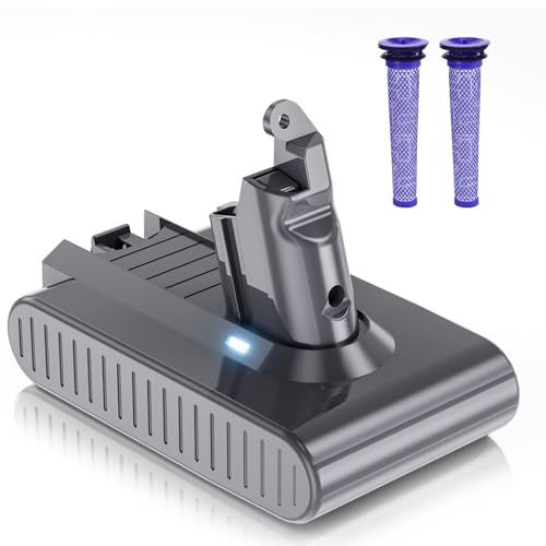 8000mAh Ersatzakku für Dyson V6, Kompatibel mit Dyson V6 Akku, Absolute Animal Motorhead SV03 SV04 SV05 SV06 SV07 SV09 DC58 DC59 DC61 DC62 DC72 DC74 Staubsaugern(mit 2 Filter)