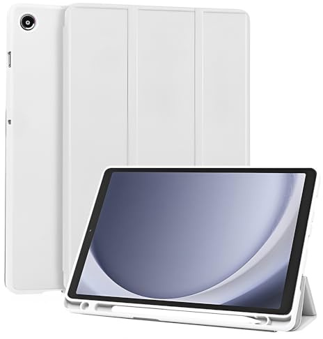 Techsuit für Samsung Galaxy Tab A11 und A9 Hülle mit Stifthalter, Dreifach Ständer, Schlankes Design, Anti Fingerabdruck, Präzise Aussparungen, Flex Trifold Series, Grau
