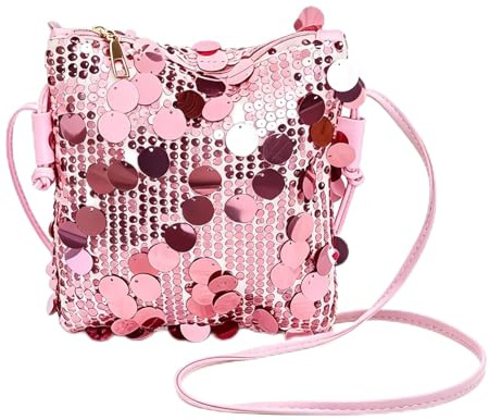 Uwiyo Glitzer Pailletten Umhängetasche Damen, Klein Damen Glitzer Crossbody Umhängetasche Elegante Pailletten Handytasche zum Umhängen Schultertasche mit Reißverschluss für Alltag Prom Party