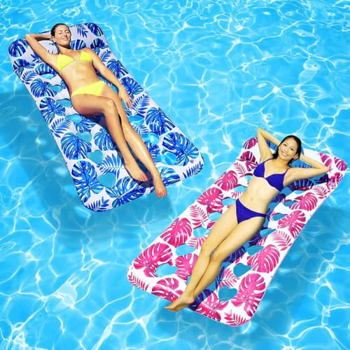2 Pièces Matelas Gonflable Piscine pour Adultes, Tanning Pool Flotteur, Transat de Piscine pour Bain de Soleil pour Plage, Lac