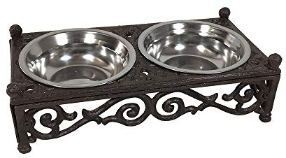 Fressnapf Futternapf Doppelt Nostalgie Gusseisen Antik-Stil Braun