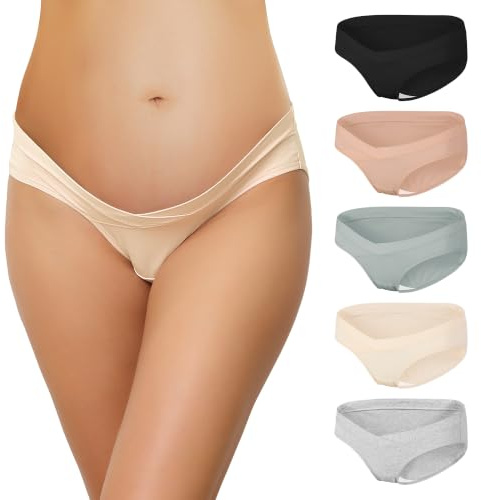 INNERSY Culotte Maternité Coton Taille Basse, L, 1 Noir/4 Couleurs Douce
