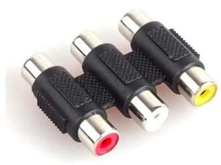 REPLAX 3 Way AV RCA Joiner / Female to Female / Audio Video Coupler Extension Adapter Connector, Red,Yellow,White
