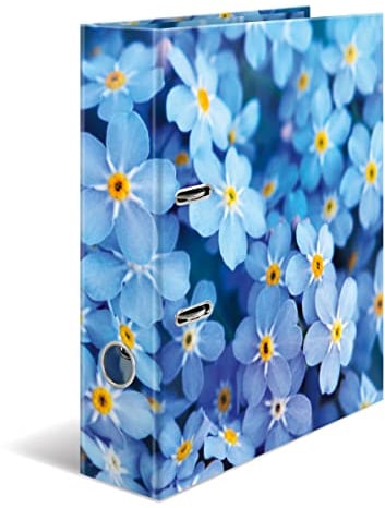 HERMA Folder A4 Blue Flowers Set, 10 Pieces, 7 cm Wide, Children's Ring Binder with Plants Motif, Colourful Lever Arch File with Inner Print for Boys and Girls