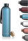 LARS NYSØM Water Bottle 34oz | Drinking Bottle 1 Liter | Ultralight Tritan Sports Flask leak-proof | Ideal for sports, office, yoga | 2 lids included (Calypso Blue, 1000ml)