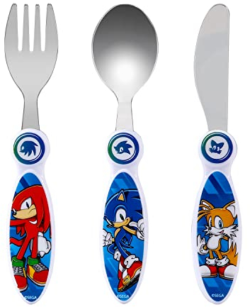 Zawadi Global Sonic The Hedgehog Children's Kids 3pcs Cutlery Set - Knife/Fork/Spoon