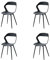 GrandCA HOME Lot de 4 Chaises de Salle à Manger, Chaises de Cuisine, Design Creux Sculpté avec Dossier, Pieds en Métal Robuste Noir, Noir
