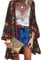 Vancavoo Women's Kimono Cardigan Bohemian Bikini Cover Up Floral Print Beachwear Long Sleeve Swimwear Capes Swimsuit Shawl Tops Casual Beach Blouse(Black+Flower,M)