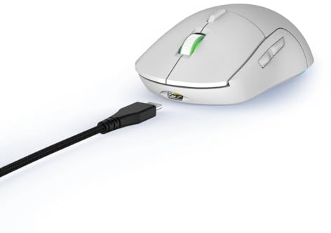 uRage Gaming-Maus mit Kabel „Reaper 250“ (Rainbow LED, ultra leicht, Rechtshänder, 6 programmierbare Tasten, 6.200 dpi, optischer Sensor, Software, abnehmbares Kabel) weiß