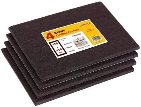 Furniture Pads for Hardwood Floors – Self-Adhesive Felt Pads Chair Leg Floor Protectors Pack of 4 – Cut To Size Pad Sheets for Laminate Floor – 150mm x 110mm (BROWN, 150mm x 110mm)