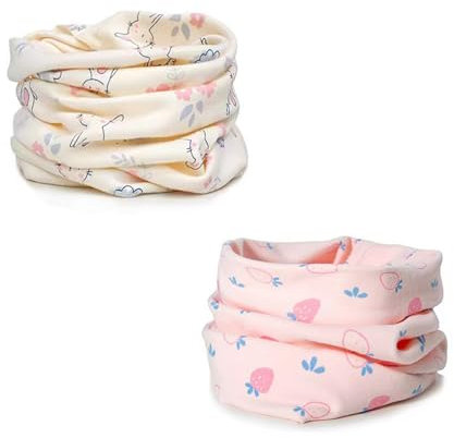 ENSTAB 2 Stück Loop Kinder Baumwolle Herbst Winter Schal Baby Loop Hals Wärmer Mädchen und Junge (Mädchen E)