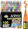 Gunsamg 100 Colors Acrylic Paint Pens for Rock Painting, Acrylic Paint Markers for Glass Wood Stone Ceramic Fabric Metal Canvas Card Making