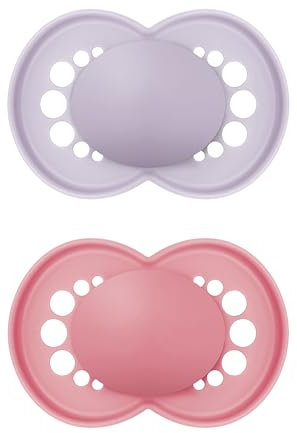 MAM Original Soothers | 16 Plus Months | Pack of 2 | Comes in Dummy Steriliser Box | Sustainable Materials | Baby Accessories | Pink (Various Designs)
