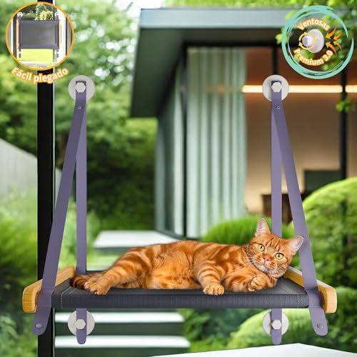 Hamac Chat Fenetre-Hamac Chat - Hamac pour Chat - Hamac Fenetre Chat - Hamac pour Chat Fenetre - Hamac Chat Lit - Bois Robuste - Pliage Rapide