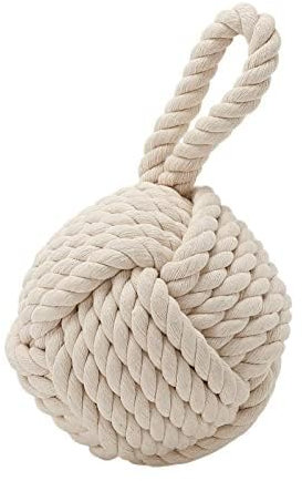 Nautical Rope Knot Door Stop 15cm, 1.5kg Spherical Decoration Rope Knot, Cream Rope Door Weight Stopper Wedge