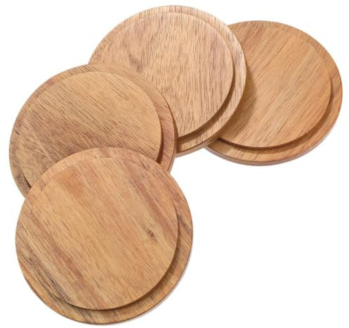 ABOOFAN 4 Uds Cubierta De Taza De Bambú Tapa De Taza De Madera Tapa De Taza De Taza De Tapa De Taza De Vidrio De Té De Madera Tapa De Taza De Bebida Tapas De Tarro De Conservas Para