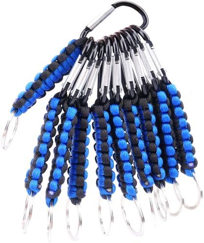Luzoybo 10 Stück Karabiner Schlüsselanhänger, mit Geflochtenes Lanyard, Karabiner Verschluss Schlüsselband Personalisiert Schlüsselanhänger Ring-Haken-Clip Jungen Mädchen (Blau)