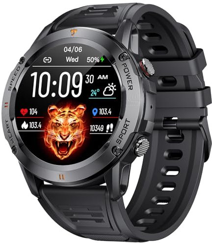 LIGE Orologio da uomo militare con chiamata Bluetooth, 1.39 Smartwatch con 400 mAh grande batteria IP68 impermeabile, monitoraggio del sonno della frequenza cardiaca 100+ sport per iOS Android