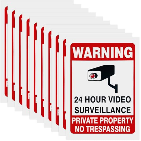 10PCS Video Surveillance Signs, Outdoor Cctv in Operation Sign, Monitoring Warning Safety Signs, 24-Hour Video Closed-Circuit Television Camera Signs Warning Stickers