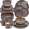 SÄNGER Kairo Graphit | Kombiservice 6 Personen, Teller Set Kaffeebecher Pastaschale 30 tlg, Steingut Geschirr Set spülmaschinen- mikrowellen- kratzfest, Geschirrset aus Steingut | VALUE COLLECTION