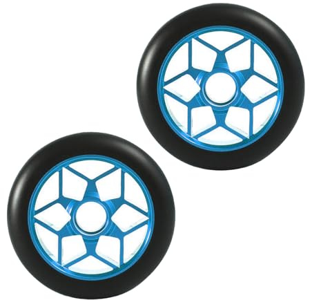 2 Stück Stunt Scooter Rollen mit ABEC-9 Lager, 110mm Scooter Ersatzräder räder, für meisten Stuntscooter und Kickscooter (Blau)