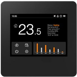 Raumthermostat WiFi Thermostat Digital LCD WLAN Touch Display Fußbodenheizung Alexa Smart Home Google App, Farbe Thermostat:Schwarz