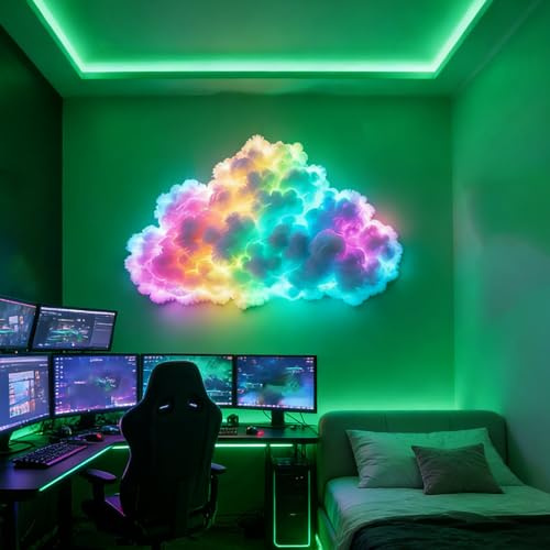 Generisch 3D Donnerwolke LED Wolkenlicht - DIY USB-versorgt mit Musikrhythmus-Synchronisation & RGB Farbwechsel, Leuchtende Deko für Schlafzimmer, Spielzimmer, Weihnachten & Decke/Wand (314.96in)