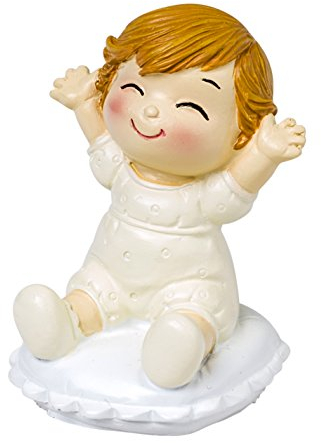 Mopec Figura de Pastel Novios con Bebé Sentado, Poliresina, Marfil, 5x5x8 cm