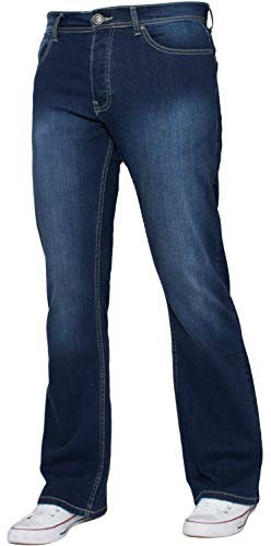 Enzo Herren-Jeans, Bootcut, weites Bein, Stretch, Glocke, ausgestellt, Denim-Hose, alle Taillengrößen, Mid-Stonewash, 30 W/32 L