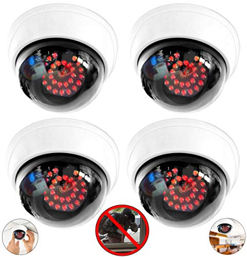 4X Kamera Attrappe mit 25 roten LEDs mit Objektiv Dummy-Überwachungskamera Fake Camera für Innen- und Außenbereich