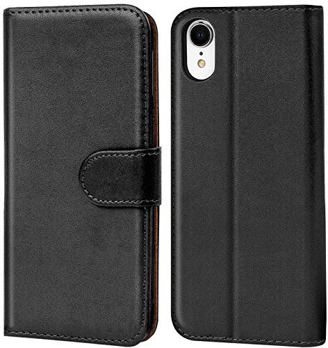 Verco iPhone XR Hülle, Handyhülle für Apple iPhone XR Tasche PU Leder Flip Case Brieftasche - Schwarz