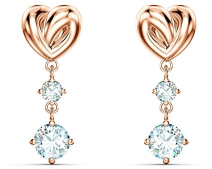 Swarovski Lifelong Heart Drop-Ohrhänger, Herz, Weiß, Roségold-Legierungsschicht