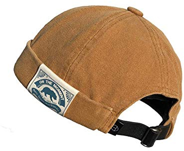 CLAPE Docker Cap Summer Seemannsmütze, Thin Sailor Cap Cotton Retro Brimless Hat, Basecap für Herrn und Damen (CT36-Camel)