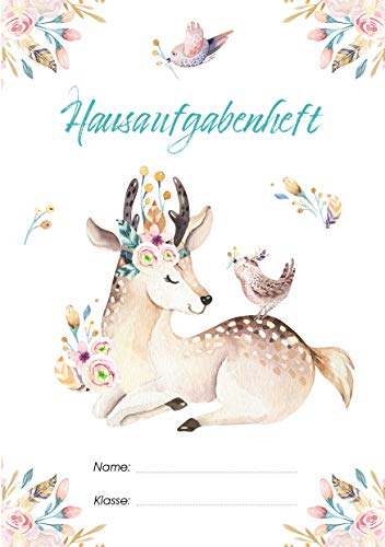 Cooles Hausaufgabenheft A5 | A/B Woche | ohne Datum | Inkl. Kunstoffumschlag + Sticker (Reh)