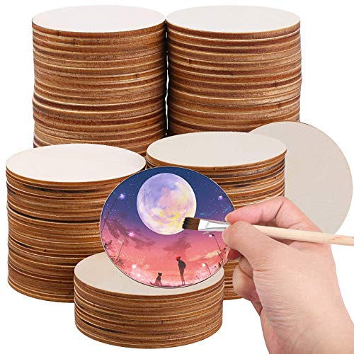 WZYTEU 40Pcs Disque en Bois,10 cm Rondin de Bois Non Finis avec 2.5 mm d’Épaisseur pour l'artisanat de Bricolage Pyrogravure Peinture Dessous de Verre