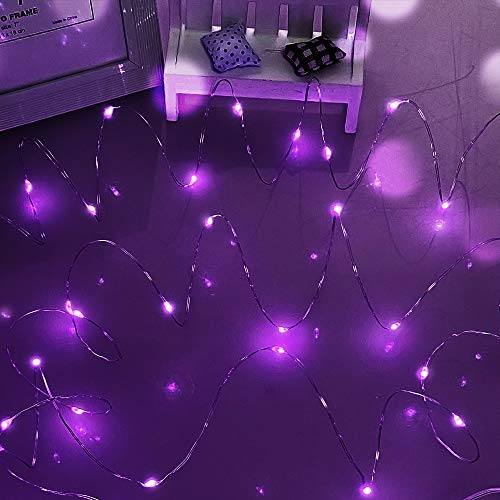 Dalugo Lila Lichterkette Batterie, 5m 50 LED Lichterkette Klein für Weihnachten, Schlafzimmer, Party, Hochzeit