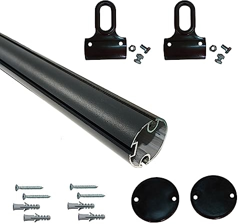 TENDAGGIMANIA ® Kit Perfil Barra Aluminio para toldos de balcón - Barra Toldo Vertical de Jardín Completo con tornillos, tacos, tapones y ojales, Color: antracita - Medida 350 cm