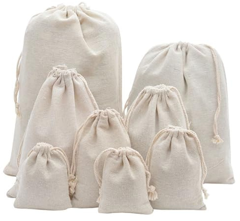 HERZWILD 20stk baumwollsäckchen 17 * 23cm Kleine Beutel mit Kordelzug säckchen geschenksäckchen Jutebeutel für Hochzeit Party (17 * 23cm)