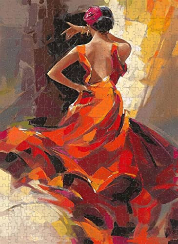 Puzzle Adulte 1500 pièces Peinture à l'huile Robe Rouge Femme Jouet Puzzle Relaxant