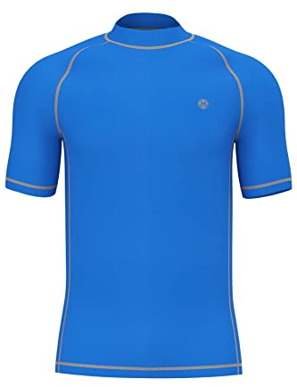 HDTIYUYP UV Shirt Herren Wasser - Kurzarm Schwimmen Tshirt Surf Shirt Männer Badeshirt Rash Guards Strand Shirt Schnelltrocknende Wet Top Royal S
