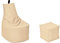 MILLINDABAG Modern Sitzsack für Kinder und Erwachsene Sessel Kissen In & Outdoor Gaminggeignet & bereits gefüllt Sitzkissen Bodenkissen (Beige, XXL - Durchmesser 78 cm mit Hocker)
