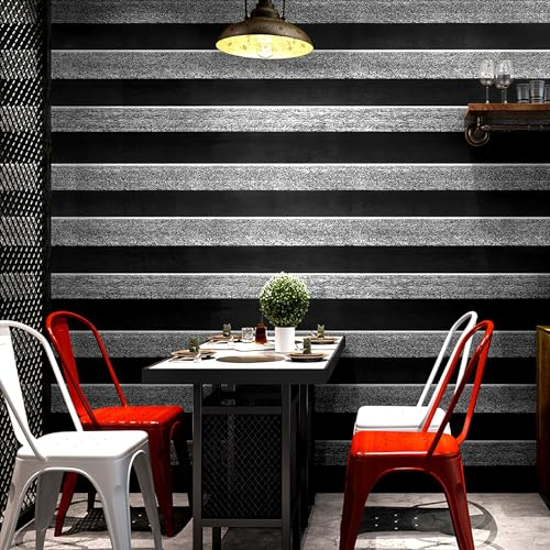 SAIMEYI Retro Schwarz-weiß Horizontal Und Vertikal Gestreifte Tapete. Moderne Minimalistische 3D-Tapete. Für Friseursalons, Bekleidungsgeschäfte, Friseurläden, Wohnzimmer, Schlafzimmer